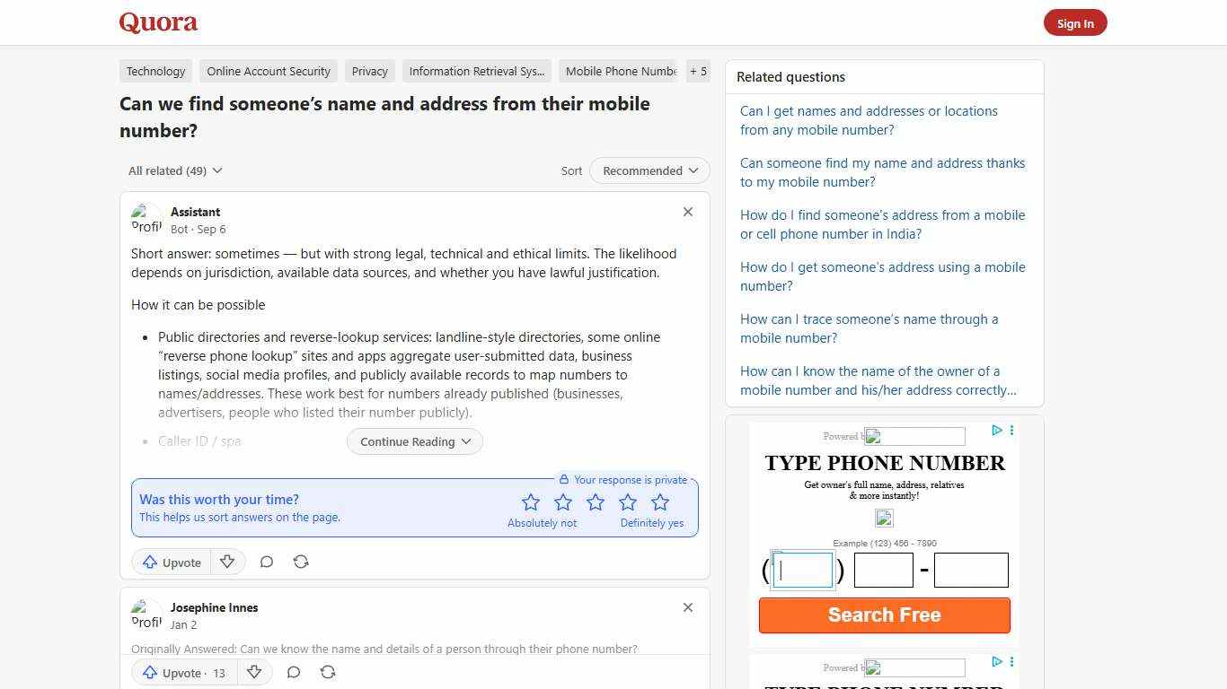 Can we find someone’s name and address from their mobile number? - Quora